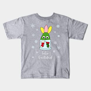 Feliz Cactidad - Hybrid Cactus In Christmas Themed Pot Kids T-Shirt